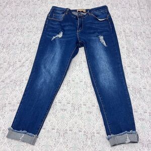Stylish Blue Distressed Women's Jeans